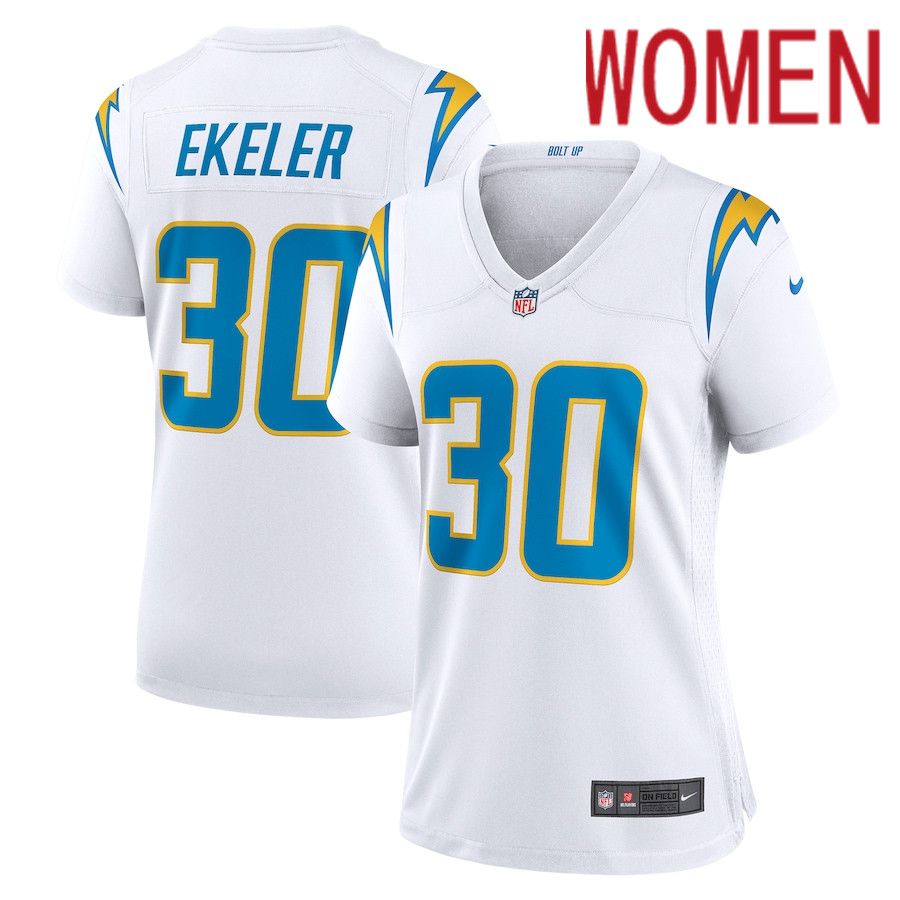 Women Los Angeles Chargers #30 Austin Ekeler Nike White Game NFL Jersey->women nfl jersey->Women Jersey